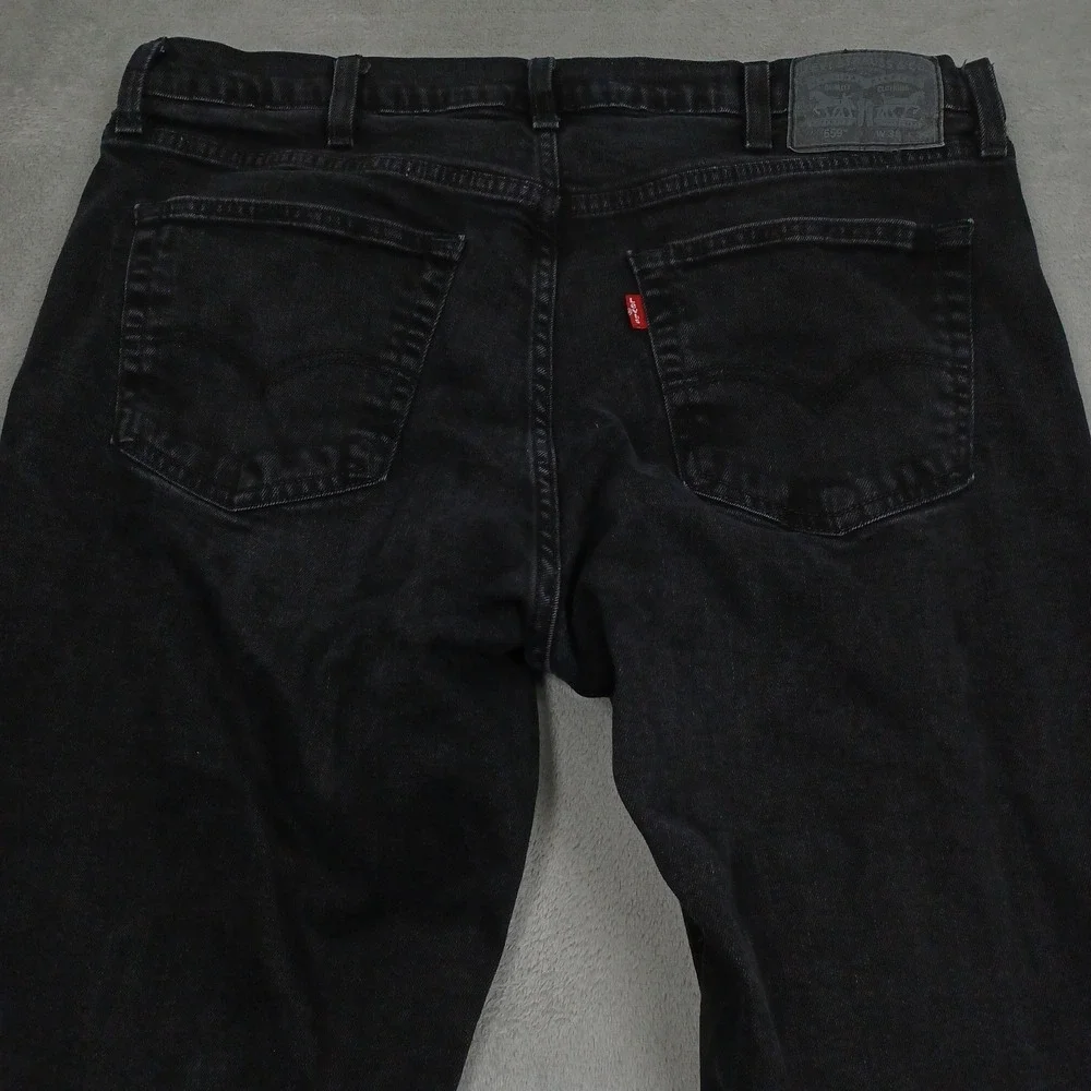 Levis 559 Jeans Men 36x32 Black Denim Relaxed Fit Straight Leg Pockets